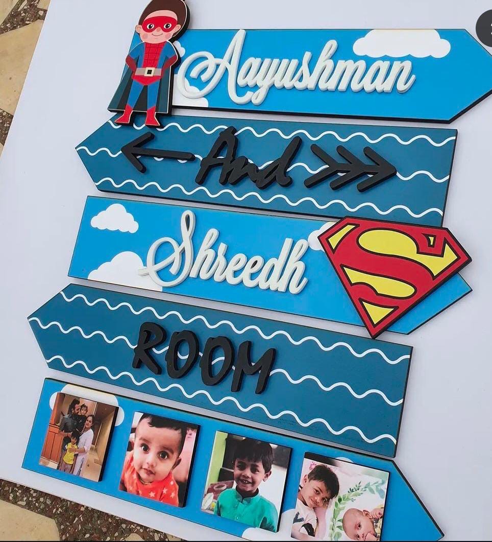 5 layered Kids Room Name plate