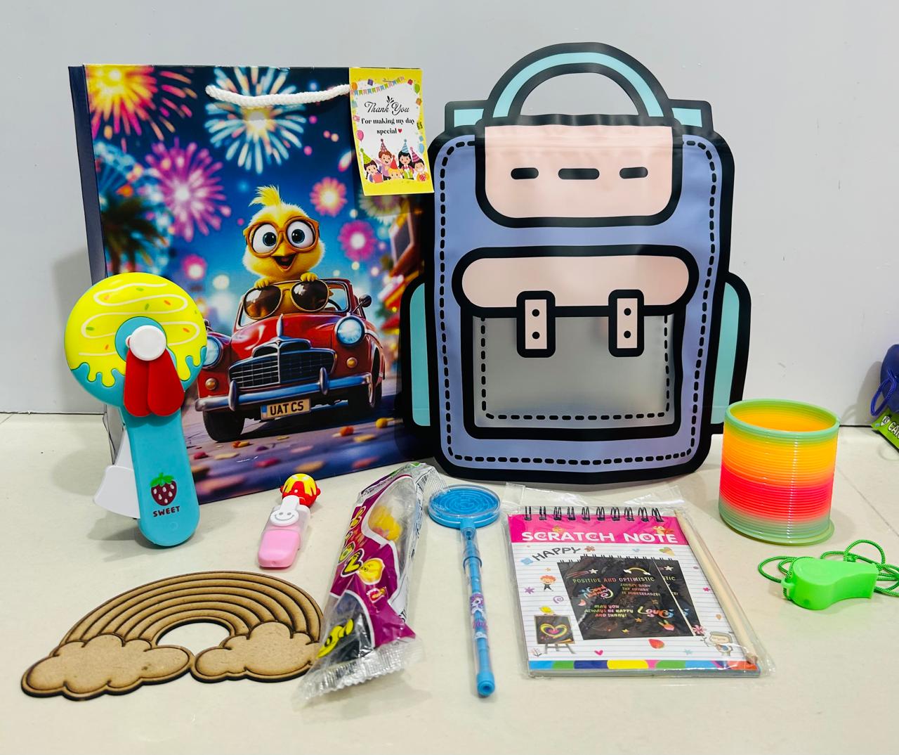 Scratch book with assorted items hamper
