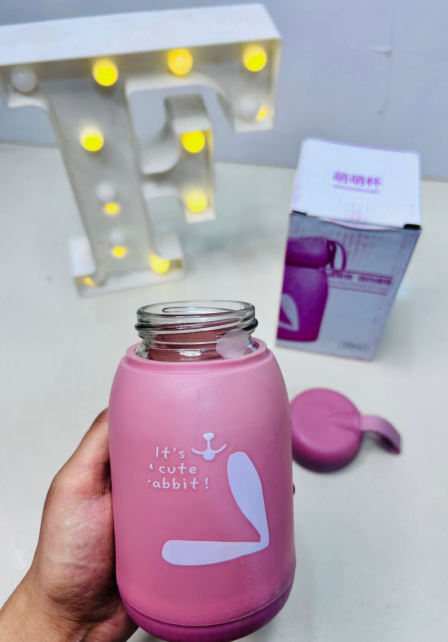 Bunny glass bottle