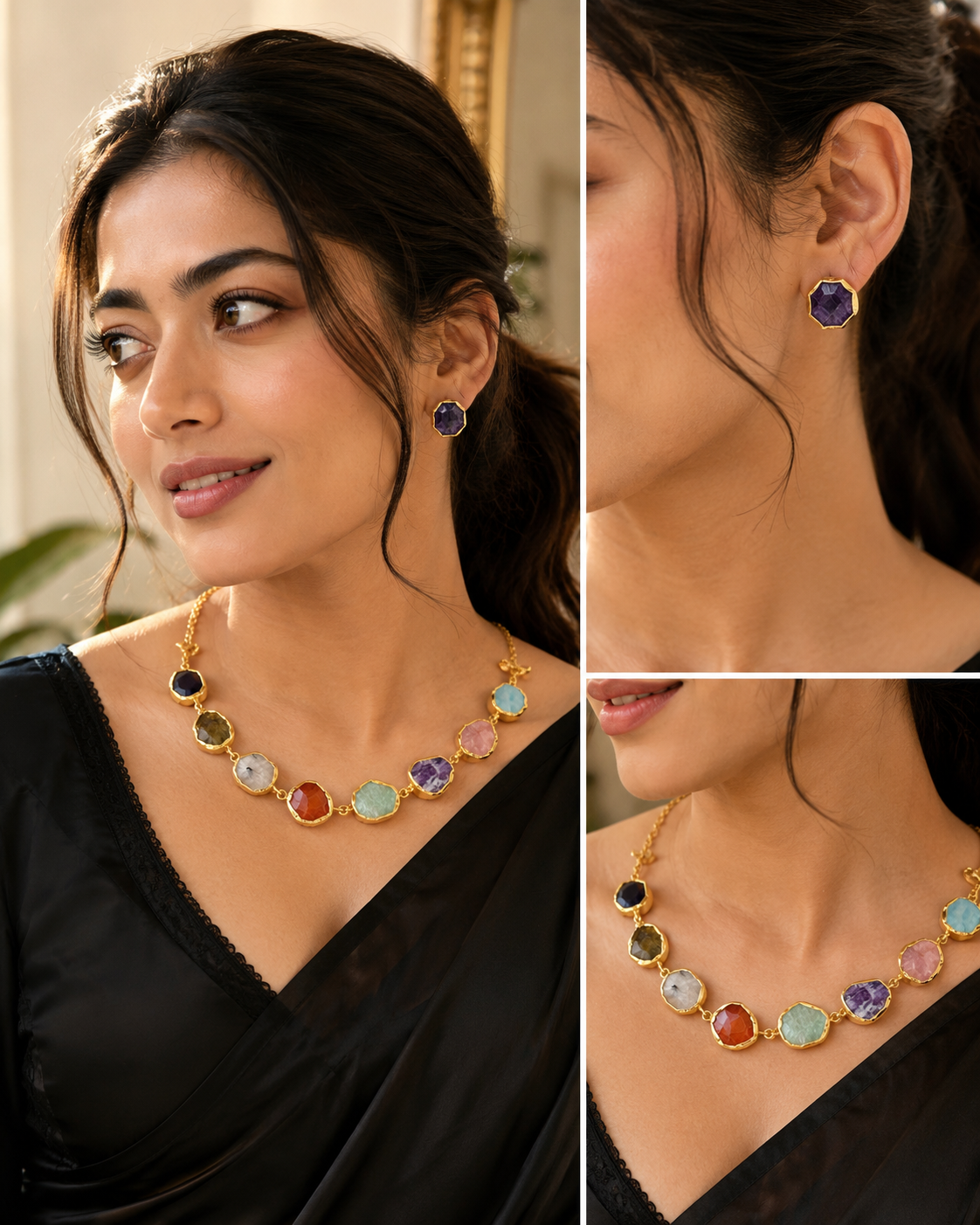 Aurora Mosaic Brass Necklace Set