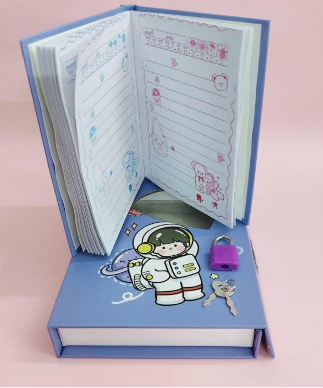 Diary with lock-assorted prints