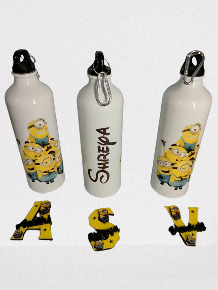 Customised water bottle with fridge magnet combo