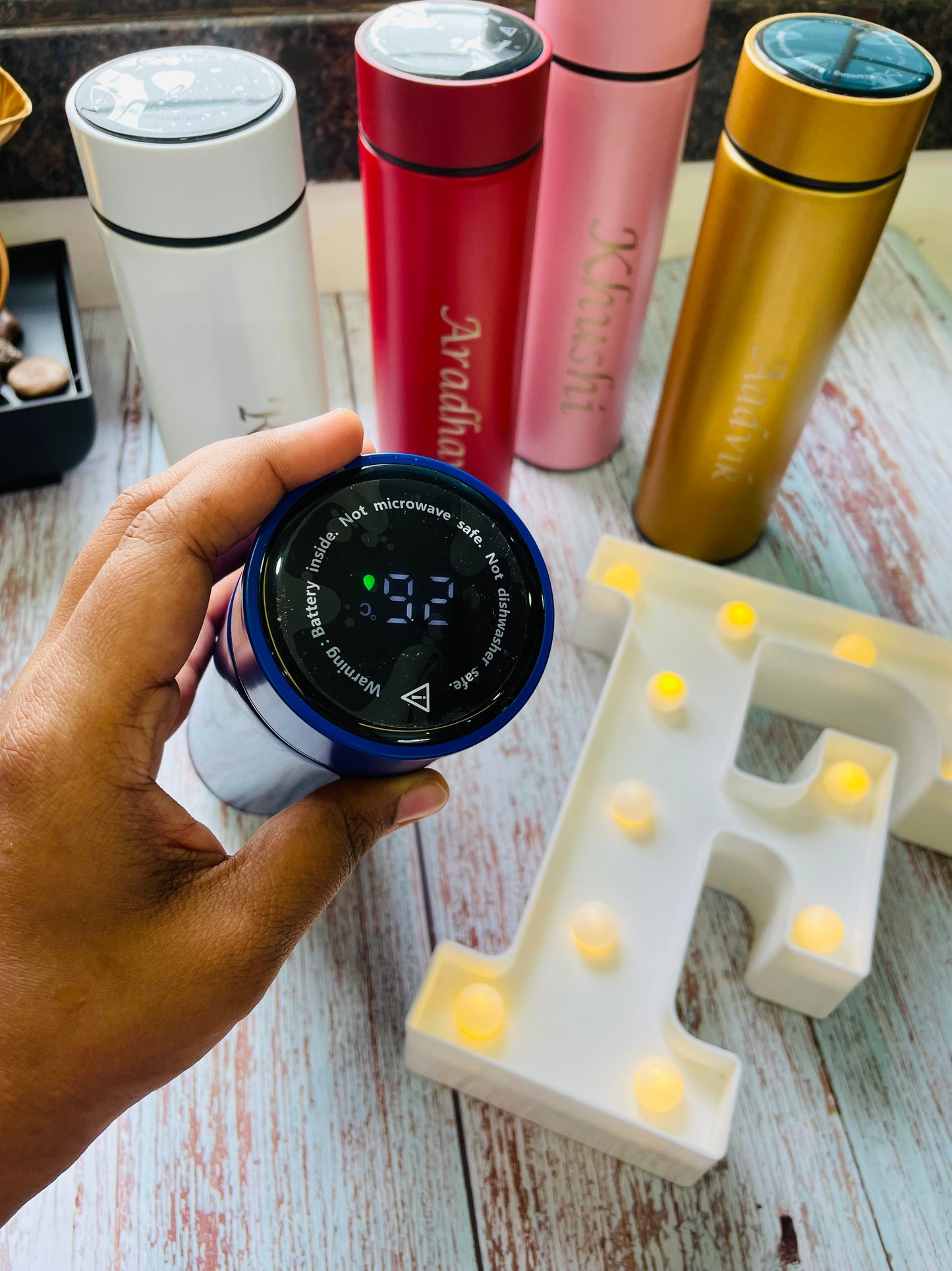 Customised Temperature water bottle -assorted colour