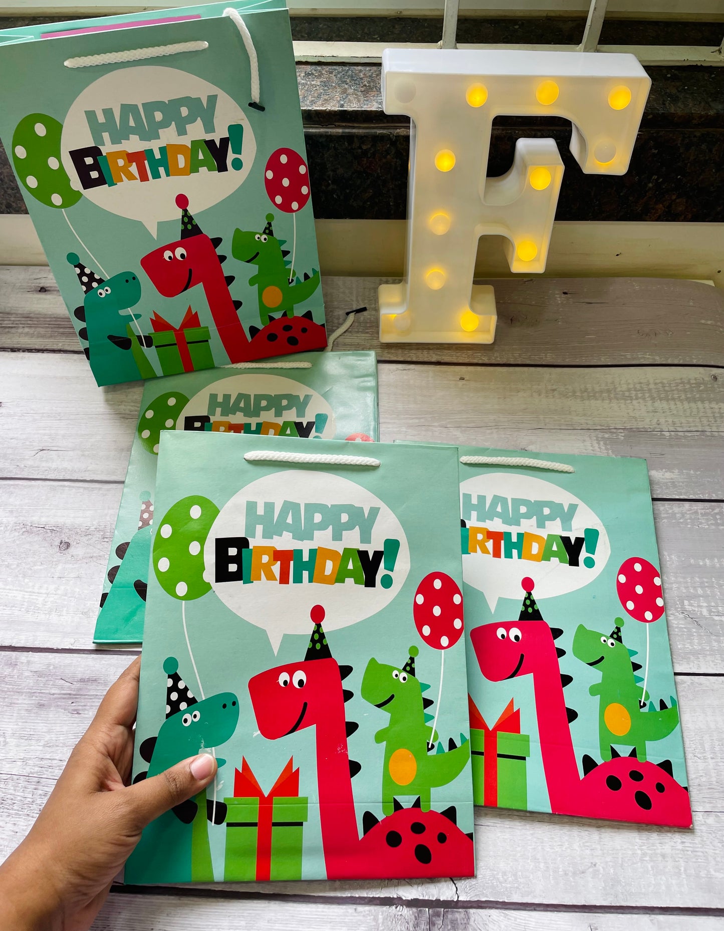Dinosaur theme gift bags