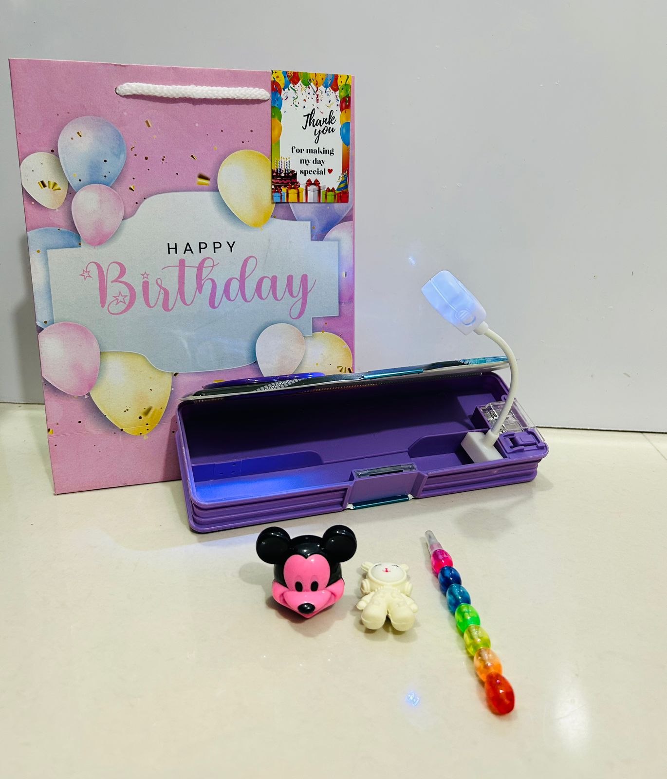 Calculator light pencil box hamper