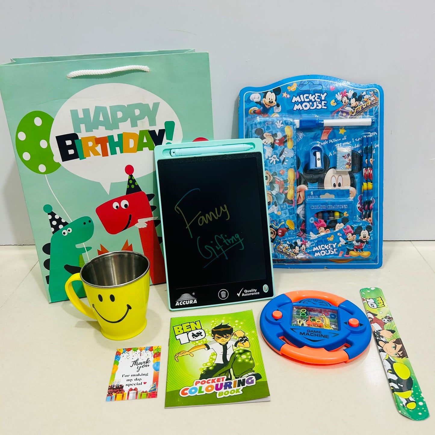 LCD tablet with stationary kit and steel cup hamper