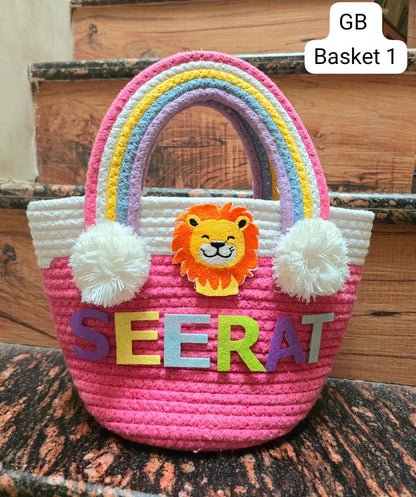 Personalised jute theme baskets