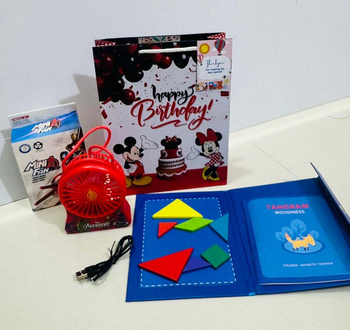 Tangram with portable fan combo