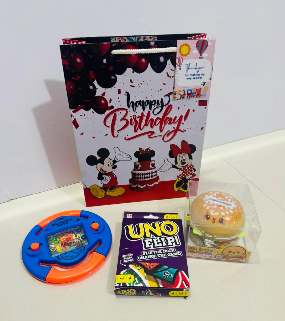 Burger piggy bank with game combo