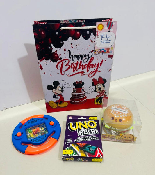 Burger piggy bank with game combo