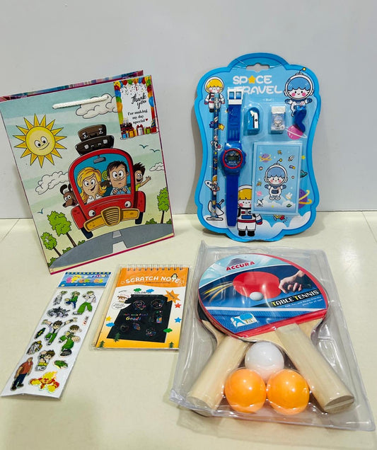 Tennis bat kit with stationary combo