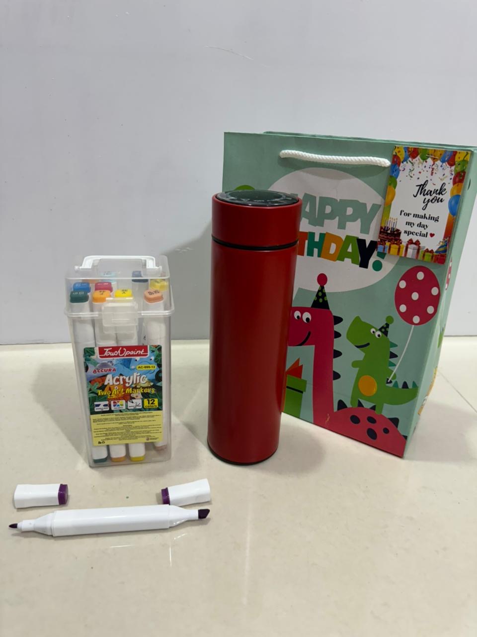 Temp bottle with dual marker combo
