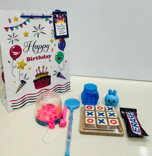 Wooden xoxo puzzle with pick & drop game hamper