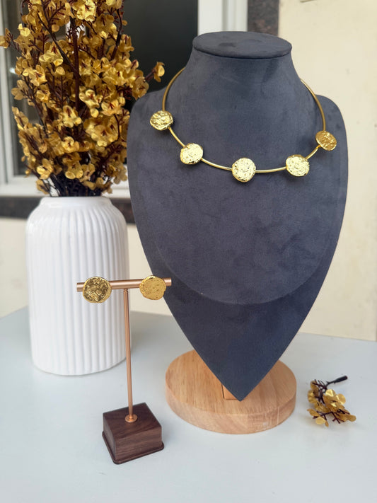 Luna Disc Brass Necklace Set