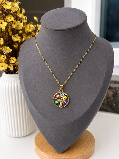 Evil Eye Tree of Life Necklace ⭐