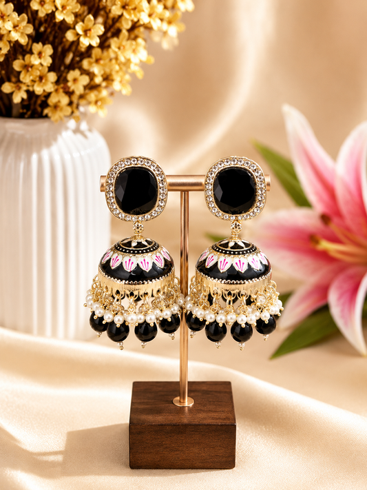 Royal Onyx Jhumkas