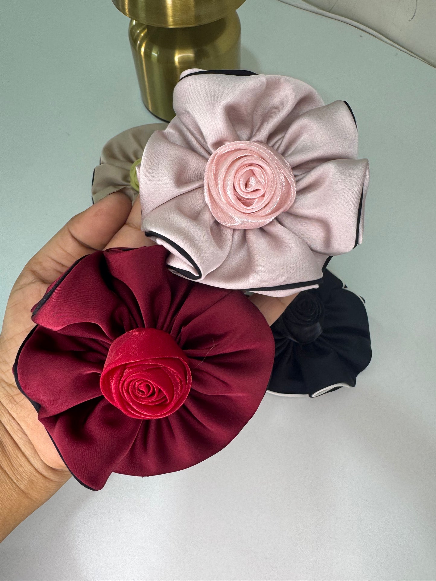 Luxury Satin Rose Scrunchie Collection