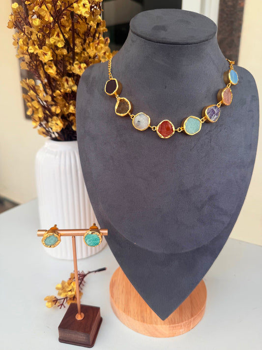Aurora Mosaic Brass Necklace Set