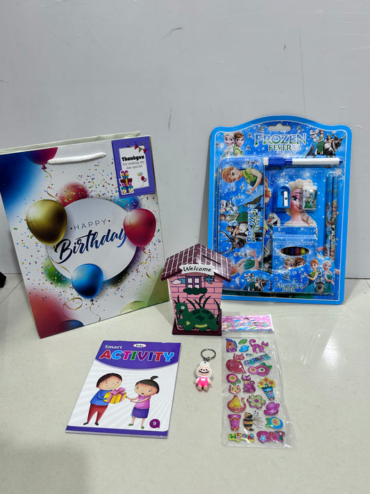 Stationary kit including stationary box and piggy bank combo pack