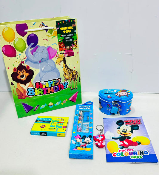Piggy bank with stationary and colors combo
