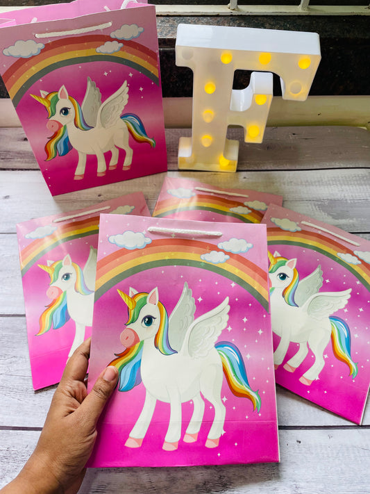 Unicorn theme gift bags