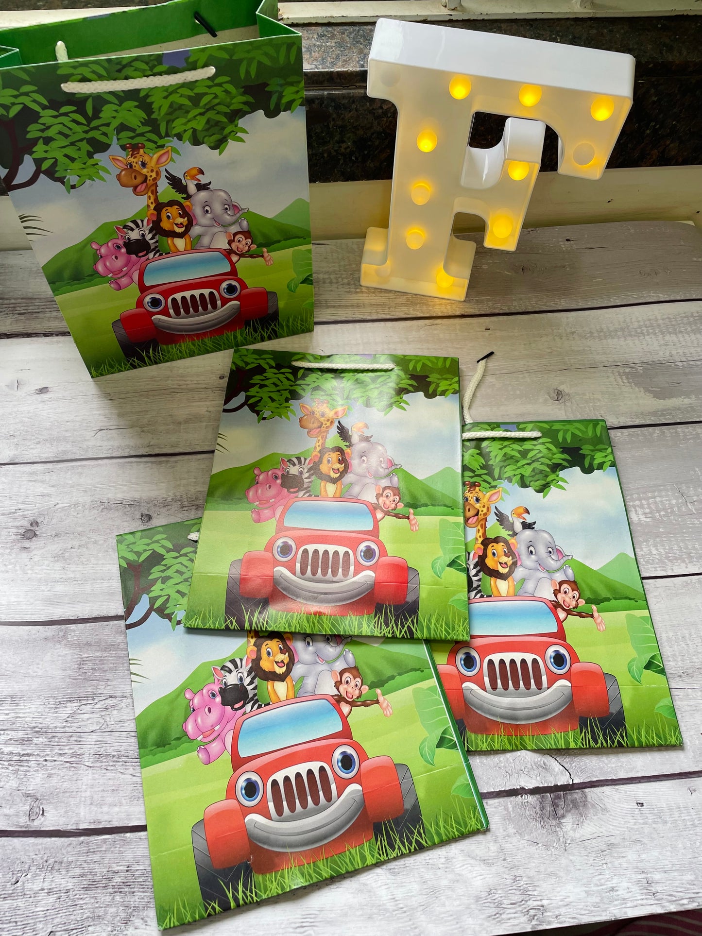 Jungle theme gift bags