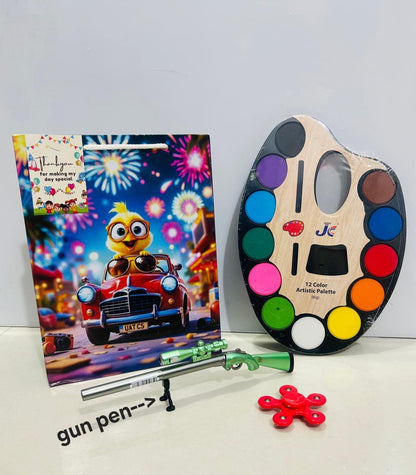 Color palette with gun pen hamper