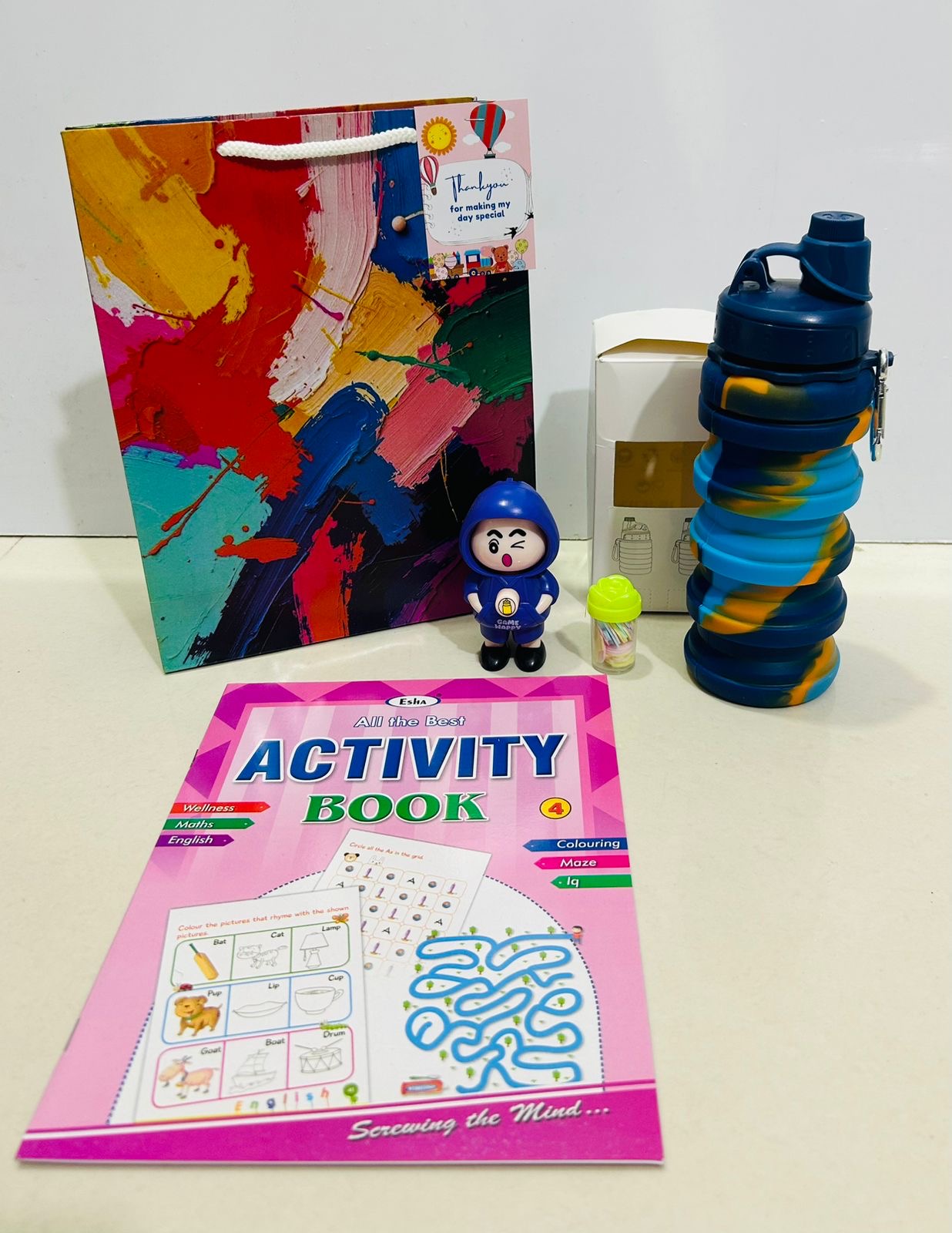 Silicon bottle with activity book combo